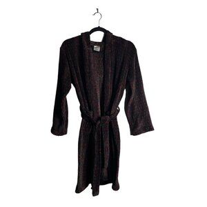 Calvin Klein All Over Graphic Print Fleece Hooded Robe